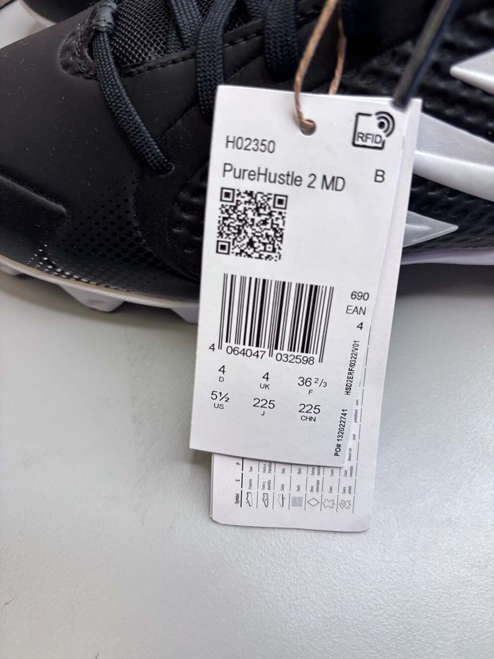 Adidas PureHustle 2 MD Baseball/Softball Cleats - Black/White size 5.5 - Picture 4 of 5
